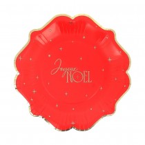 8 ASSIETTES CARTON JOYEUX NOËL 23CM ROUGE