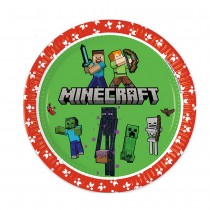 8 ASSIETTES CARTON MINECRAFT JEUX VIDÉO 23CM