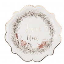 8 ASSIETTES CARTON NOËL COCOONING 22.5CM CRÈME