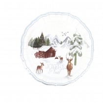 8 ASSIETTES CARTON PAYSAGE NEIGE NOËL 23CM BLANC