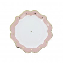 8 ASSIETTES CARTON PETIT C?\'UR 23CM ROSE