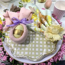 8 ASSIETTES CARTON VICHY 23CM PASTEL
