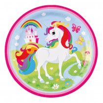 8 ASSIETTES EN CARTON LICORNE 23 CM