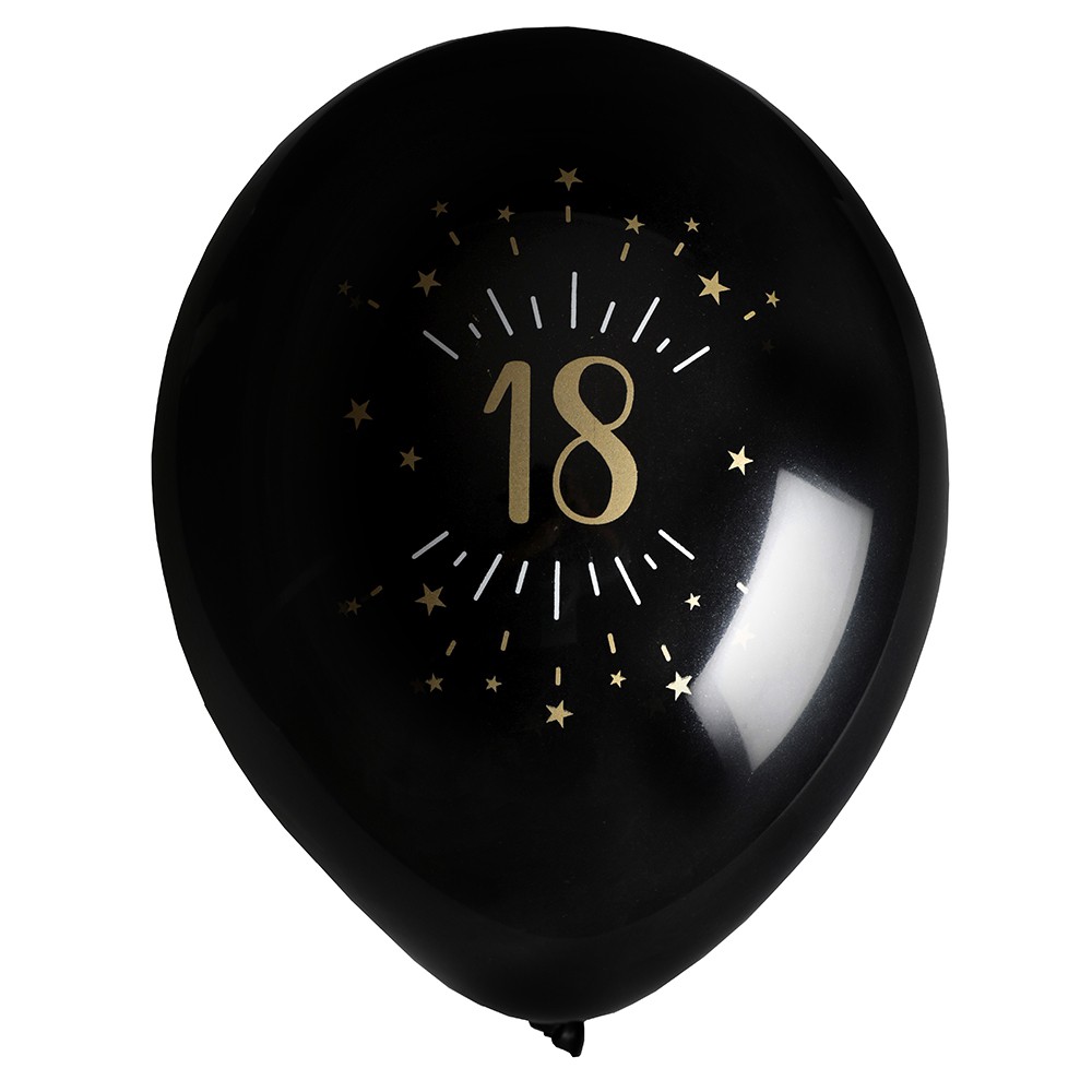 Ballons latex biodégradable noir - Anniversaire 18 ans