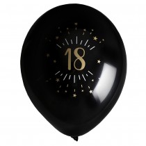 8 BALLONS LATEX ÂGE 18 ANS Ø23CM NOIR