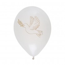 8 BALLONS LATEX COLOMBE BRIN OR Ø25CM BLANC