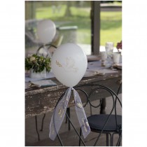 8 BALLONS LATEX COLOMBE BRIN OR Ø25CM BLANC