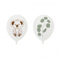 8 BALLONS LATEX KOALA EUCALYPTUS Ø25CM BLANC