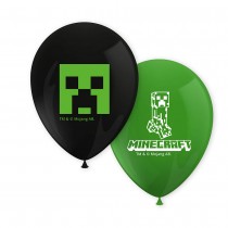 8 BALLONS LATEX MINECRAFT JEUX VIDÉO 28CM VERT