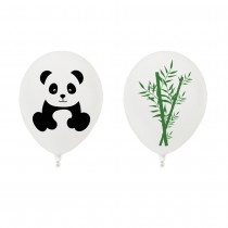 8 BALLONS LATEX PANDA BAMBOU Ø25CM BLANC