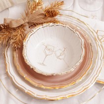 8 BOLS CARTON ANNÉE PÉTILLANT OR 13.5CM BLANC