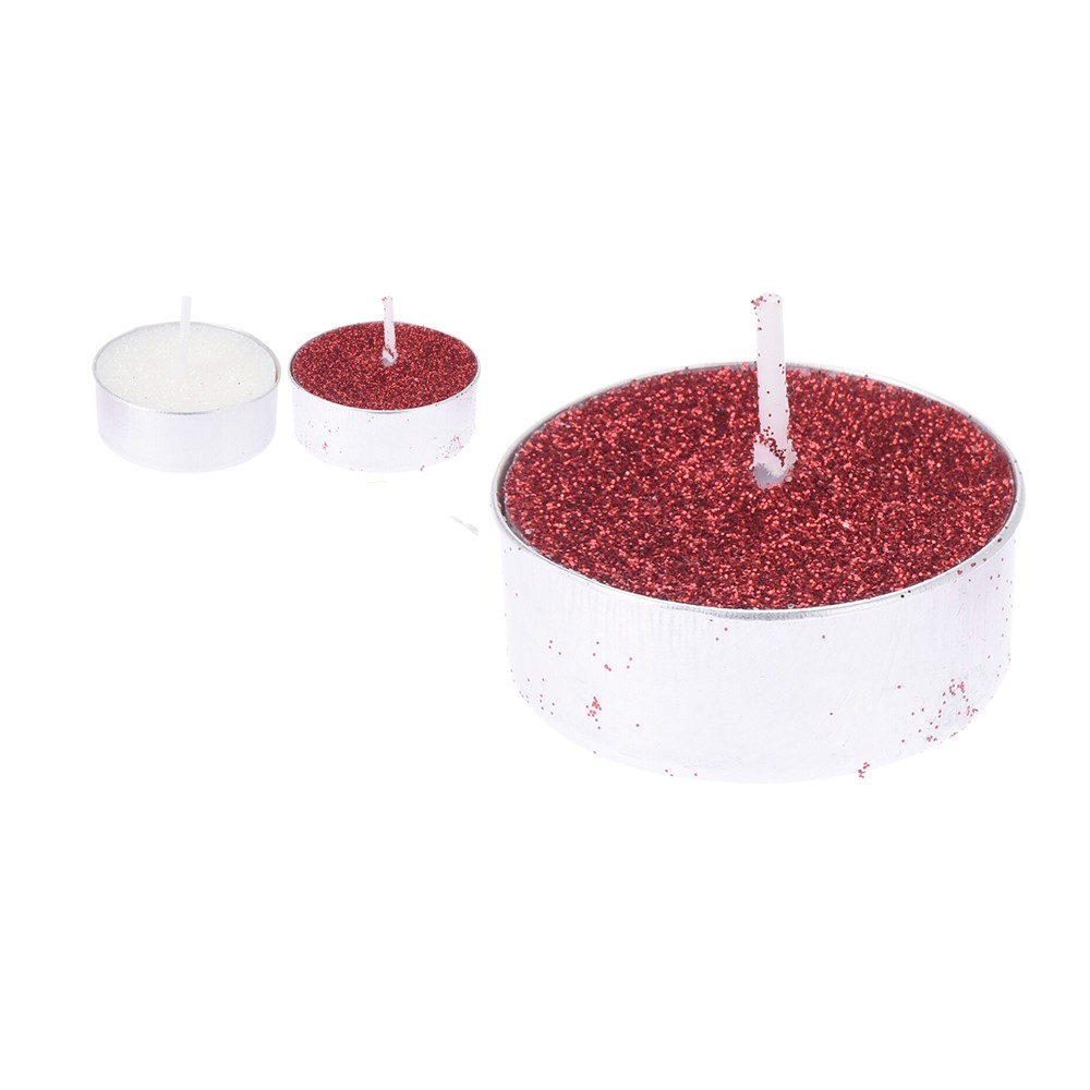 Bougie chauffe plat LED à paillette - set de 3pièces - Coloris Rouge