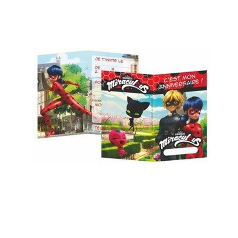 8 CARTES D'INVITATION MIRACULOUS LADYBUG