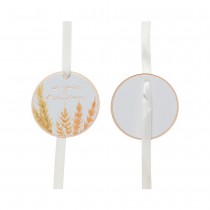 8 ÉTIQUETTES CARTON ROND ÉPIS DE BLÉ 5CM BLANC