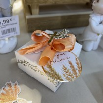 8 ÉTIQUETTES CARTON ROND ÉPIS DE BLÉ 5CM BLANC