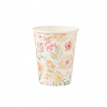 8 GOBELETS CARTON AQUARELLE FLEURI DAHLIA 255ML