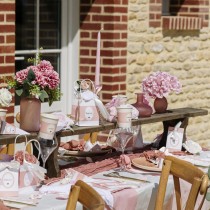8 GOBELETS CARTON BAPTÊME 25CL ROSE