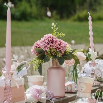 8 GOBELETS CARTON BAPTÊME 25CL ROSE