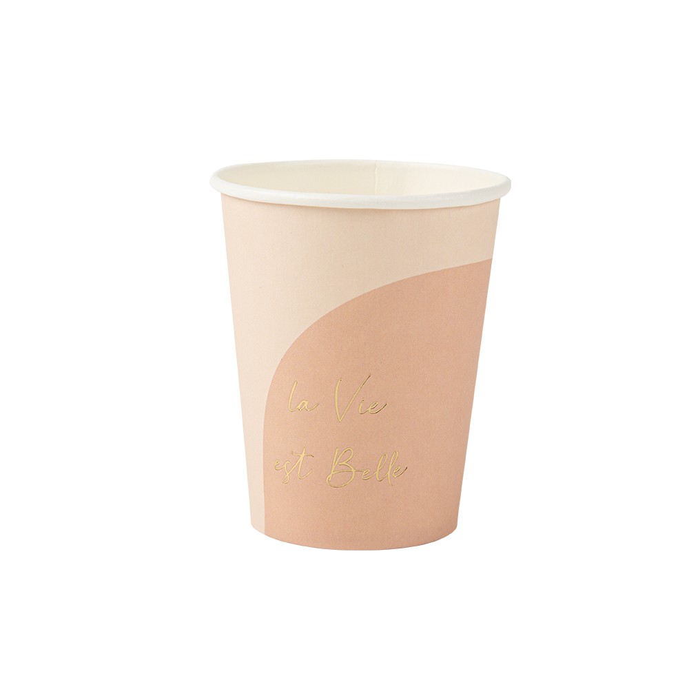 8 GOBELETS CARTON DÉSERT ROSE 255ML