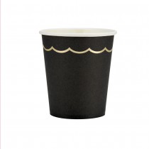 8 GOBELETS CARTON LISERÉ OR 20CL NOIR