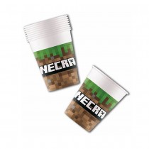 8 GOBELETS CARTON MINECRAFT JEUX VIDÉO 20CL