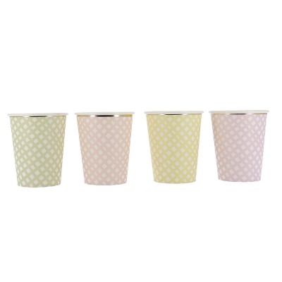 8 GOBELETS CARTON VICHY 25.5CL PASTEL