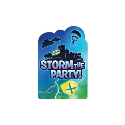 8 INVITATIONS ET STICKERS BATTLE ROYAL