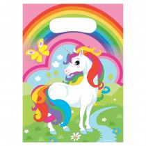 8 SACS À CADEAUX LICORNE EN PLASTIQUE