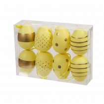 8 SUSPENSIONS ?\'UFS PLASTIQUE DÉCORÉS 6CM JAUNE