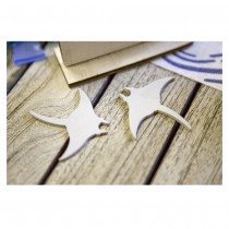 9 CONFETTIS TABLE BOIS RAIE MANTA 3X5CM BLANC