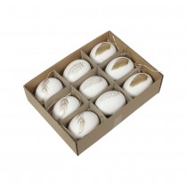 9 ?\'UFS NATUREL POULE DÉCO PLUME MÉTAL 6CM BLANC