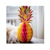 ANANAS PAPIER ALVÉOLÉ 30CM MULTICOLORE DORURE OR