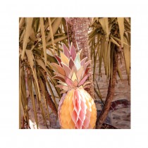 ANANAS PAPIER ALVÉOLÉ 30CM MULTICOLORE DORURE OR