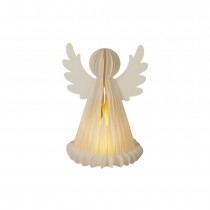 ANGE PAPIER NID D\'ABEILLE LED CHAUD 6H 28CM BLANC