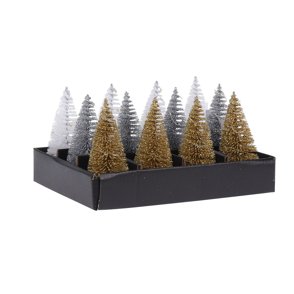 ARBRE NOËL LUMINEUX PAILLETÉ BASE NOIR LED 4X10CM