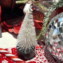 ARBRE NOËL LUMINEUX PAILLETÉ BASE NOIR LED 4X10CM