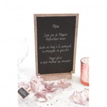 ARDOISE MENU DOUBLE FACE 19X12CM OR ROSE PAILLETÉ