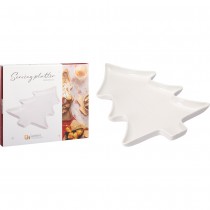 ASSIETTE SAPIN PORCELAINE SNACK 34.5CM BLANC