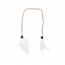 ATTACHE DÉCO CORDE PERLE PLUMES 50CM BLA