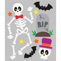 AUTOCOLLANT GEL VITRE SQUELETTE MORT 20X25CM