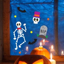 AUTOCOLLANT GEL VITRE SQUELETTE MORT 20X25CM