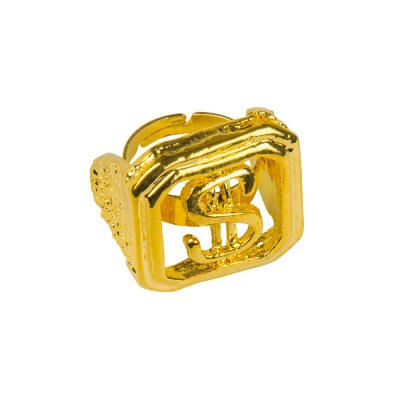 BAGUE CHEVALIÈRE FER DOLLAR AMÉRICAIN OR