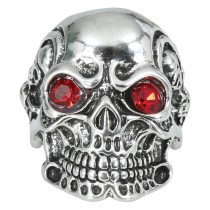 BAGUE MÉTAL CRÂNE YEUX ROUGES ADULTE