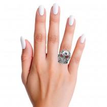 BAGUE MÉTAL CRÂNE YEUX ROUGES ADULTE