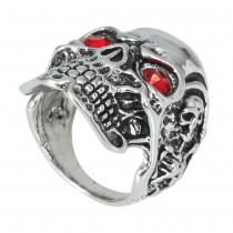 BAGUE MÉTAL CRÂNE YEUX ROUGES ADULTE