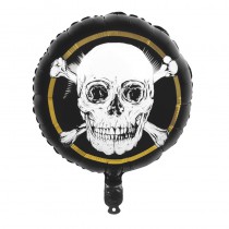 BALLON ALU 45CM TÊTE DE MORT PIRATE