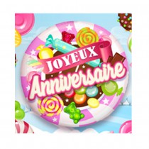 BALLON ALU ANNIVERSAIRE BONBON ROSE 45CM