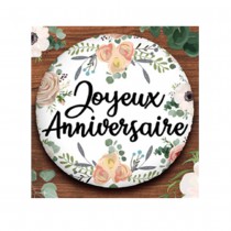 BALLON ALU ANNIVERSAIRE FLEURS ROMANTIQUES 45CM