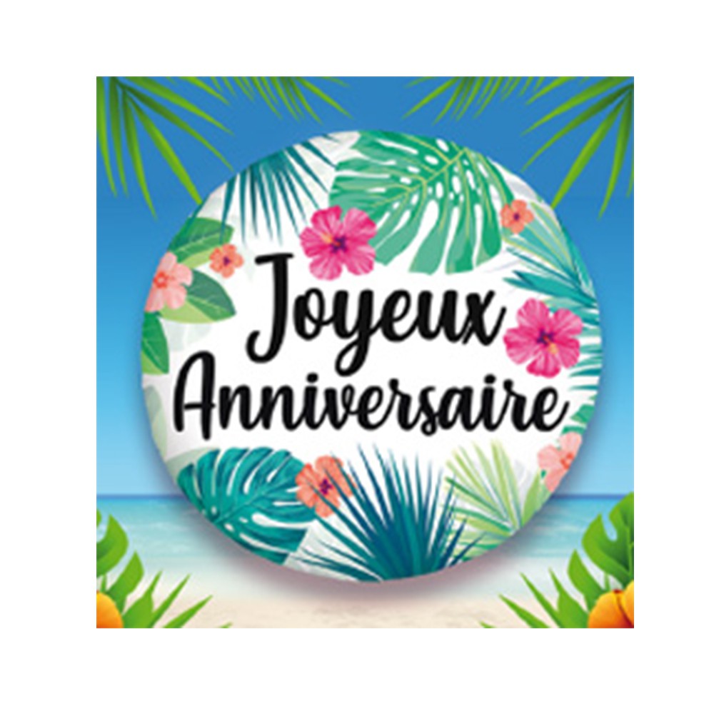Ballon Alu Anniversaire Tropical 45cm Ballon Alu Anniversaire Tropical 45cm