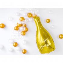 BALLON ALU BOUTEILLE HAPPY NEW YEAR 32X82CM OR
